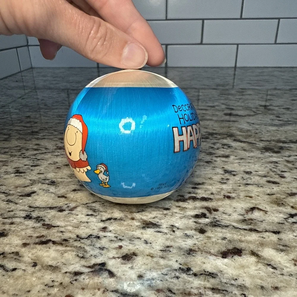 ZIGGY Vintage Ornament Satin Ball Blue White Christmas Holiday‎ Happiness 1983